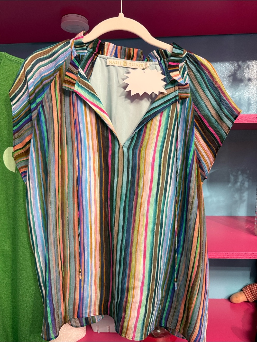 Marie Oliver Multicolor Striped V-Neck Tunic